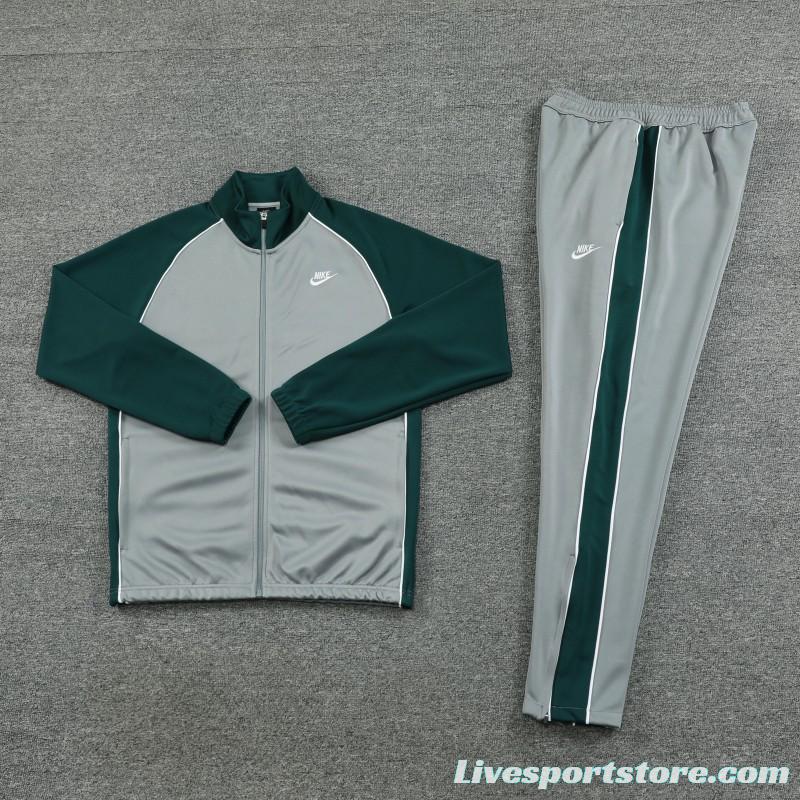 2023 NIKE Grey/Dark Green Hoodie Full Zipper Jacket +Pants