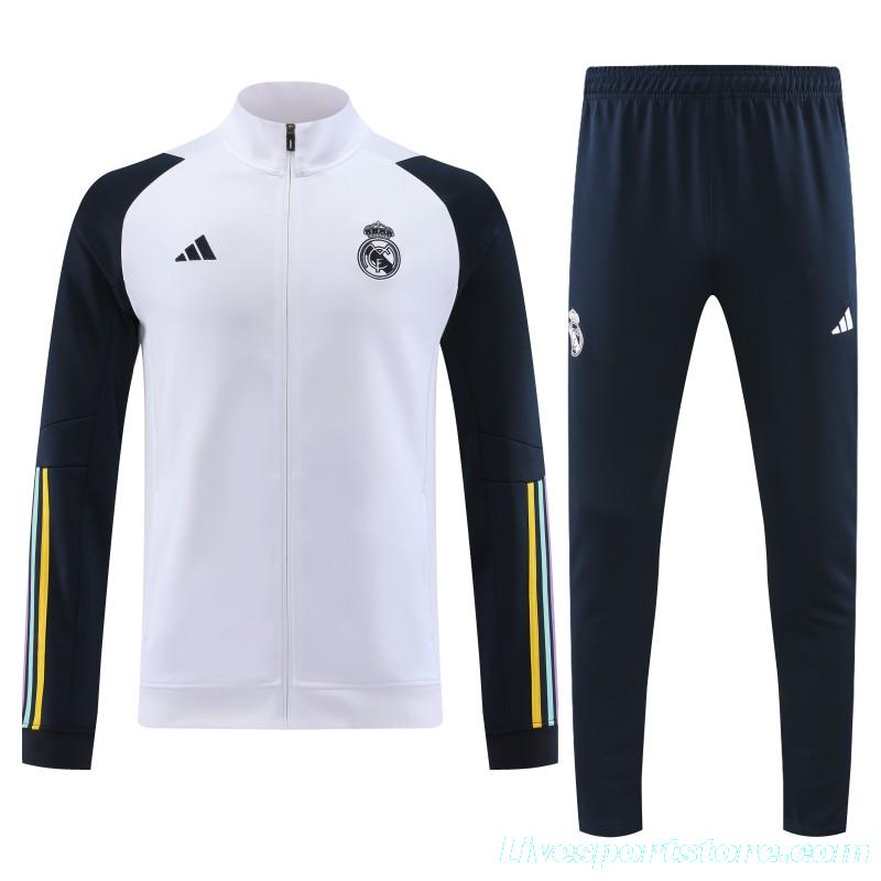 23/24 Real Madrid White Full Zipper Jacket+Pants