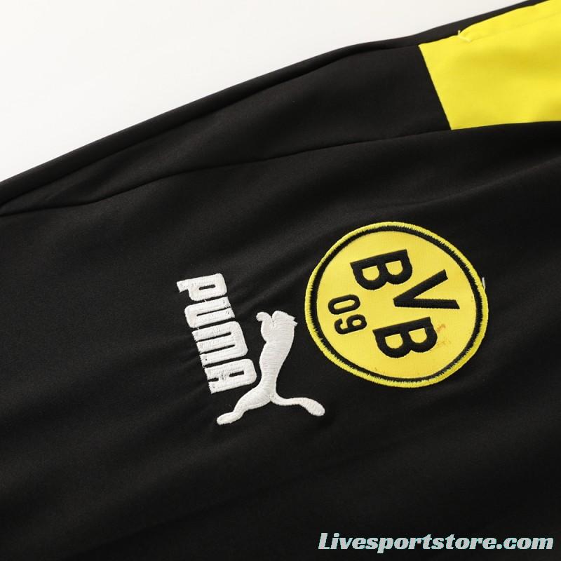 23/24 Borussia Dortmund Black/Yellow Half Zipper Windbreaker Jacket+Pants