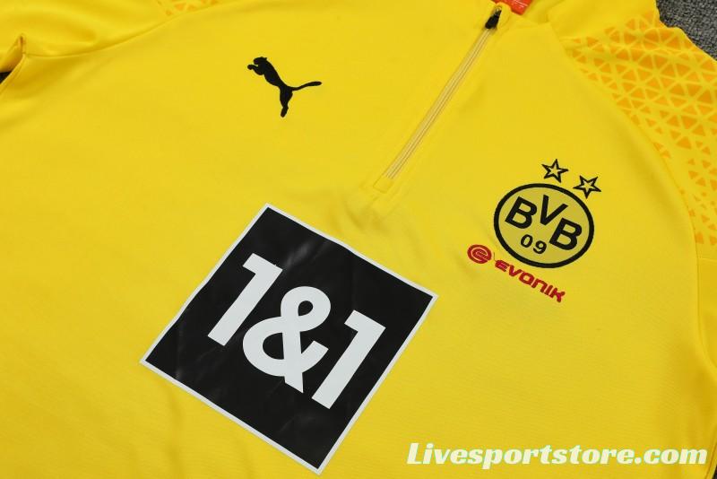 23/24 Borussia Dortmund Yellow Half Zipper Jacket+ Pants