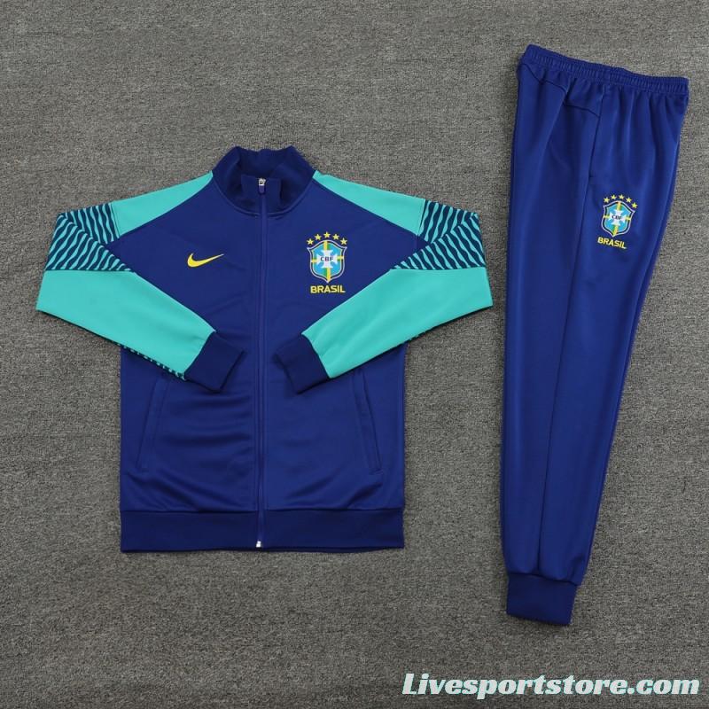 23/24 Brazil Blue Full Zipper Jacket+Pants