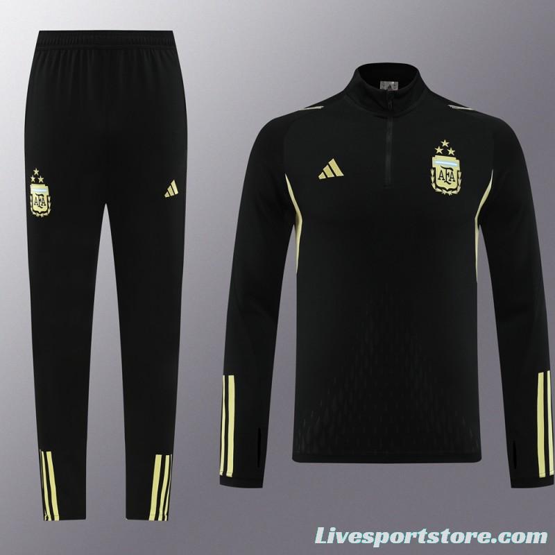 2023 Argentina Black Full Zipper Jacket+Pants