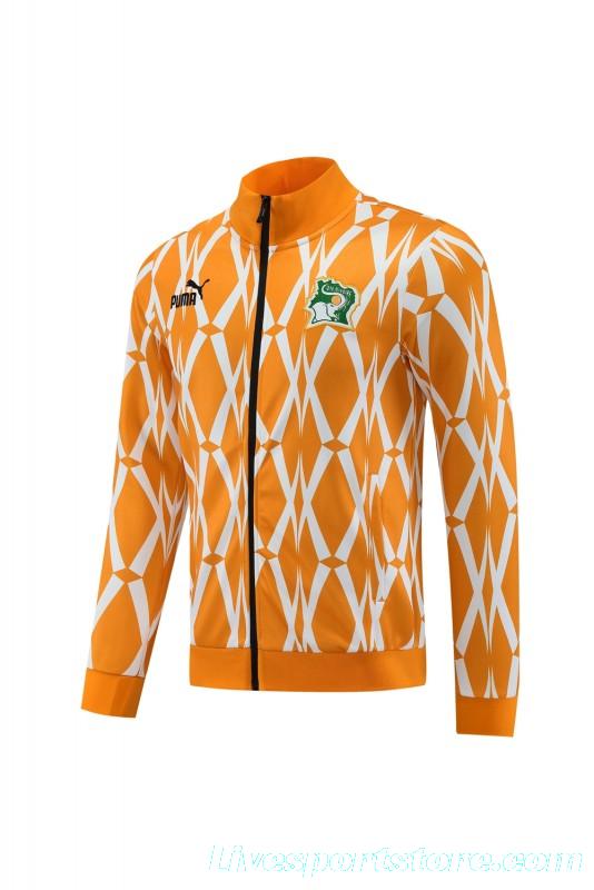 2024 Ivory Coast Orange Full Zipper Jacket+Pants