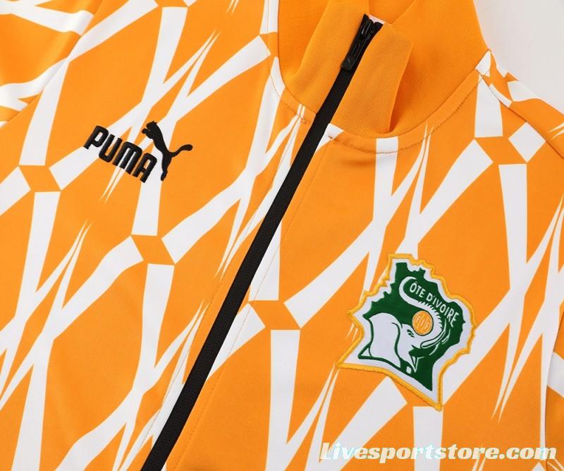 2024 Ivory Coast Orange Full Zipper Jacket+Pants