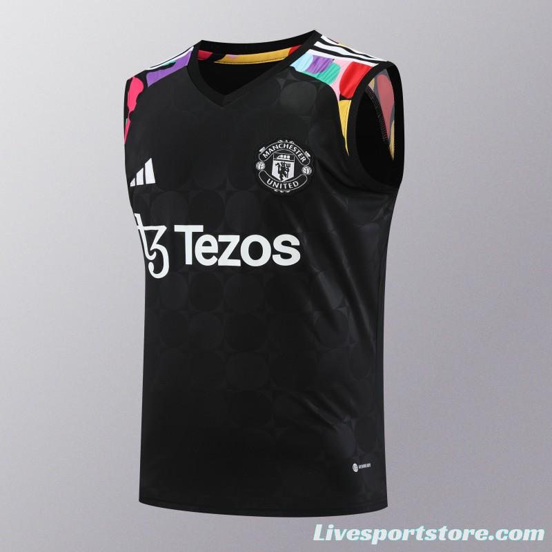 24/25 Manchester United Black Vest Jeresy+Shorts