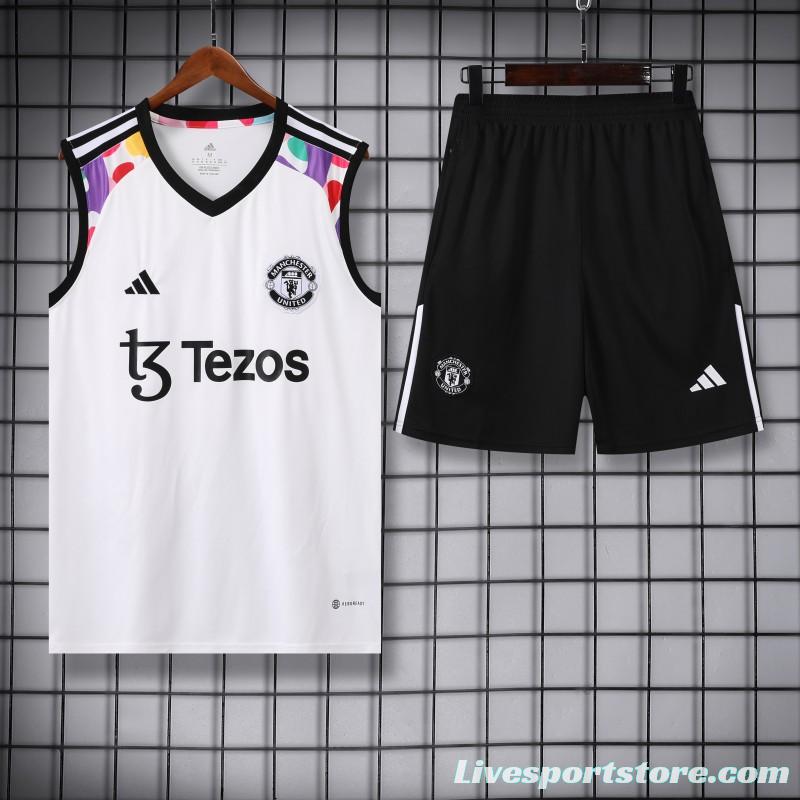 24/25 Manchester United White Vest Jeresy+Shorts