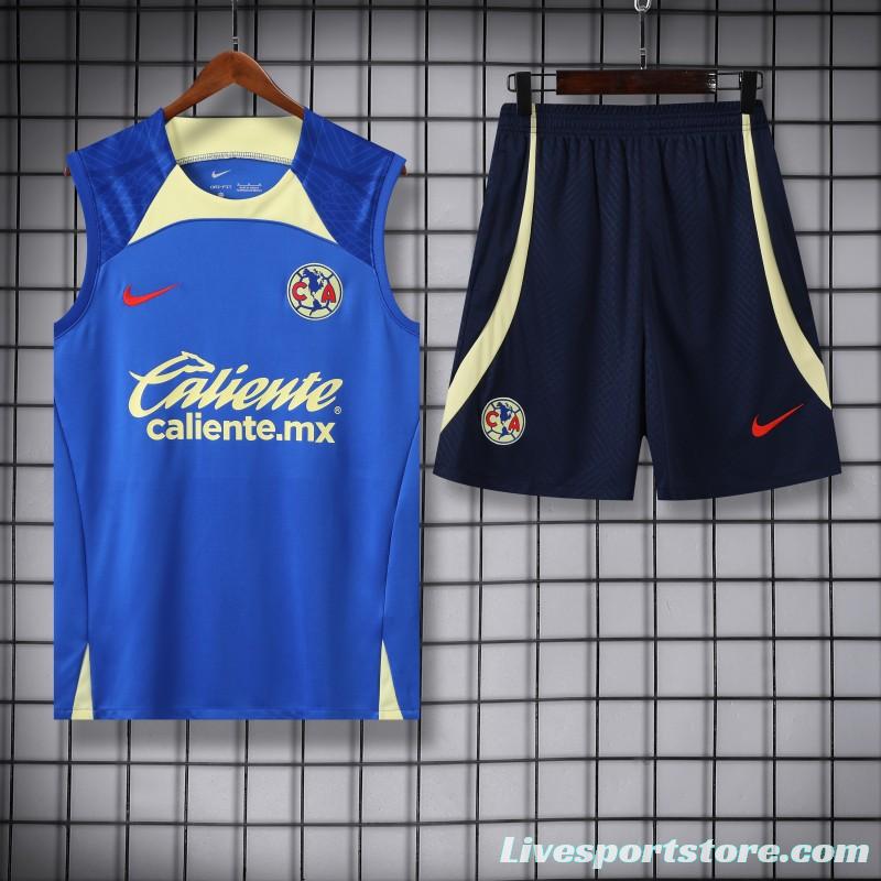 24/25 Club America Blue/Yellow Vest Jeresy+Shorts