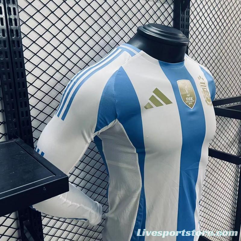 Player Version 2024 Argentina Long Sleeve Home Jersey