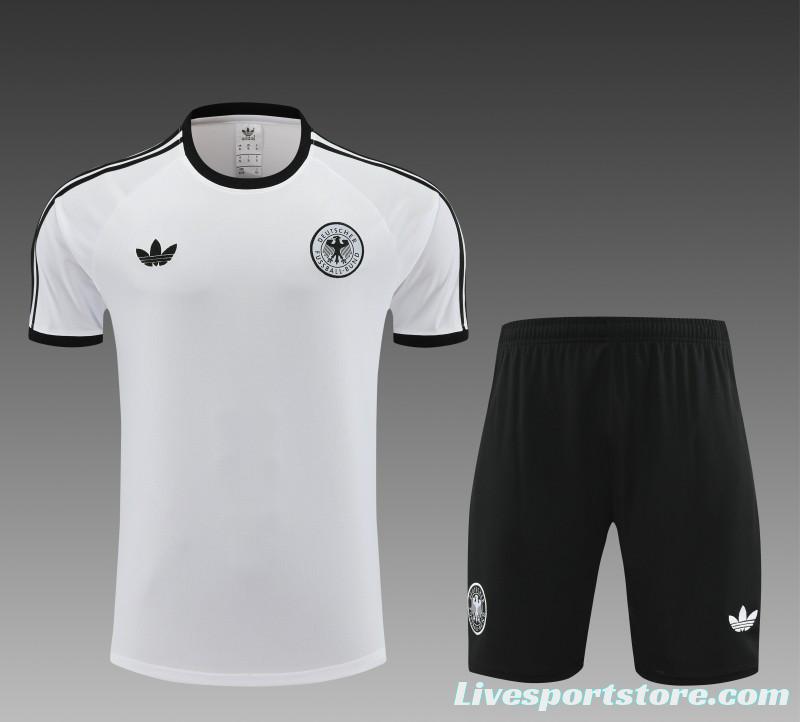 2024 Germany White Cotton Short Sleeve Jersey+Shorts