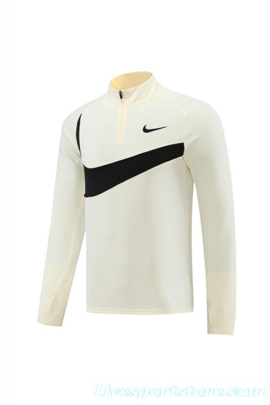 2024 Nike Light Yellow/Black Half Zipper Jacket+Pants