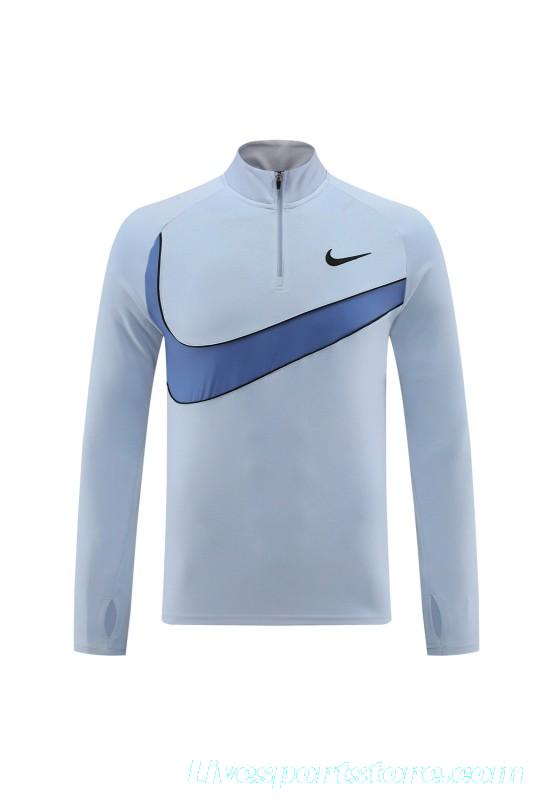 2024 Nike Light Blue Half Zipper Jacket+Pants