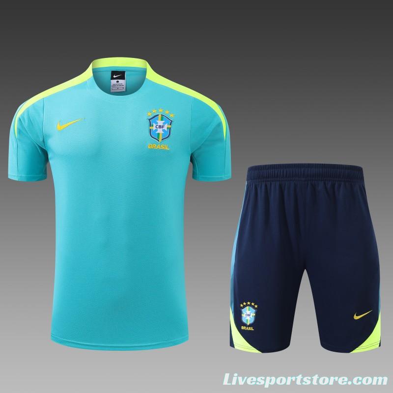 2024 Brazil Blue Short Sleeve Jersey+Shorts