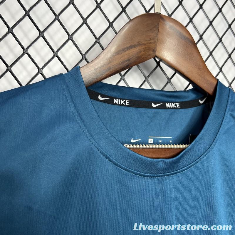 2024 Nike Ocean Blue Cotton T-shirt  #1032