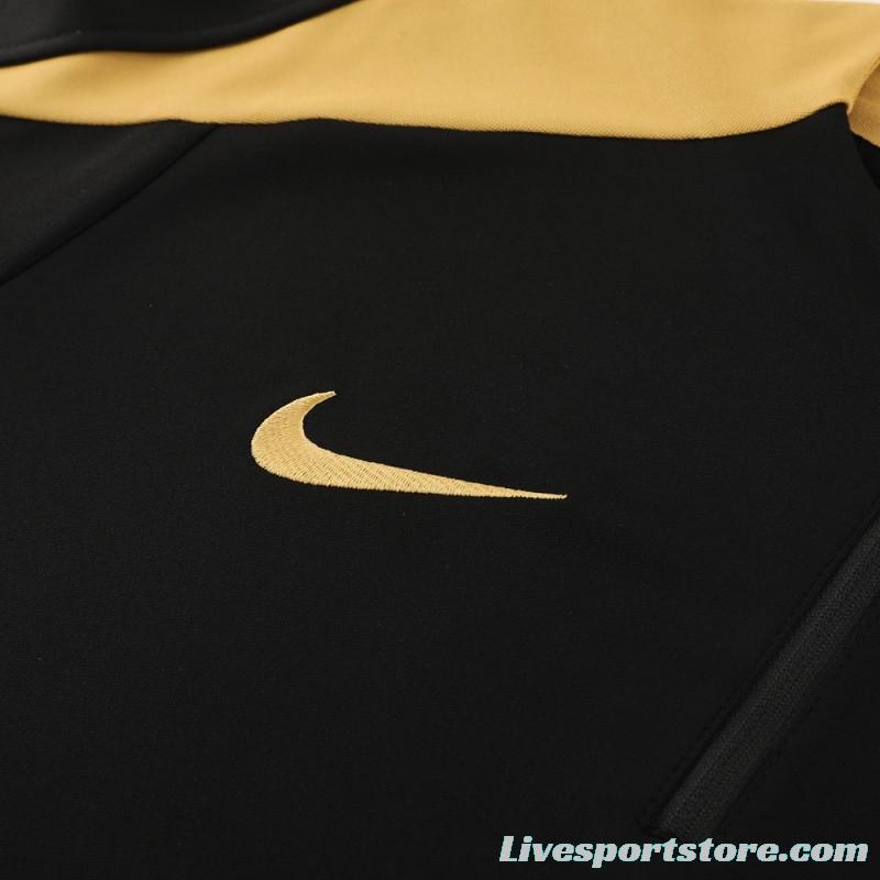 24/25 Nike Black/Golden Half Zipper Jacket+Long Pants