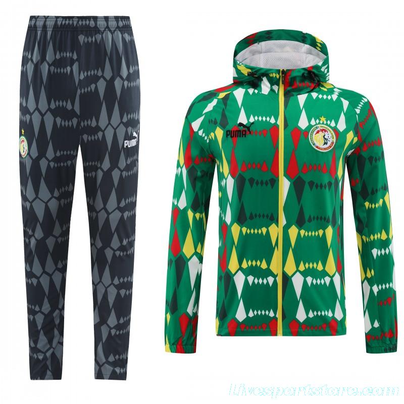 2024 Senegal Green Hoodie Full Zipper Jacket +Long Pants