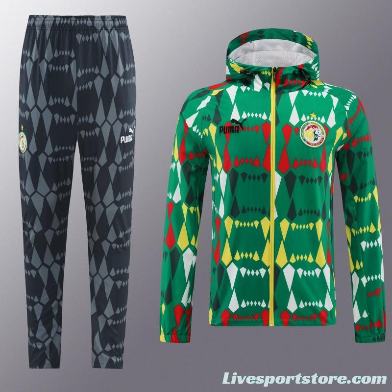 2024 Senegal Green Hoodie Full Zipper Jacket +Long Pants