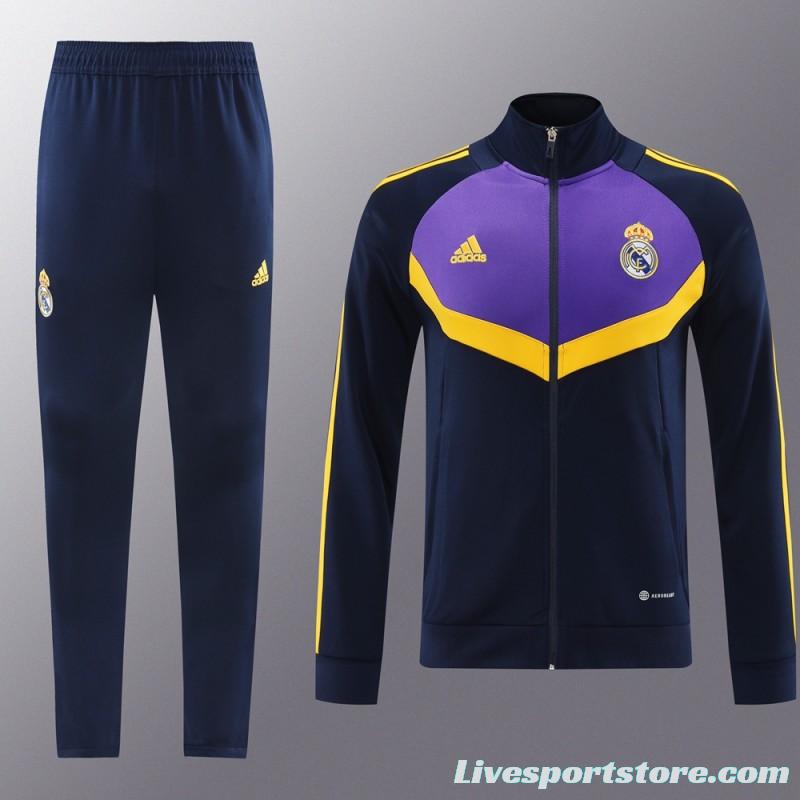 24/25 Real Madrid Black/Purple Full Zipper Jacket +Long Pants