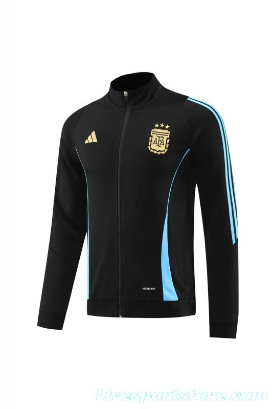 2024 Argentina Black Full Zipper Jacket +Long Pants