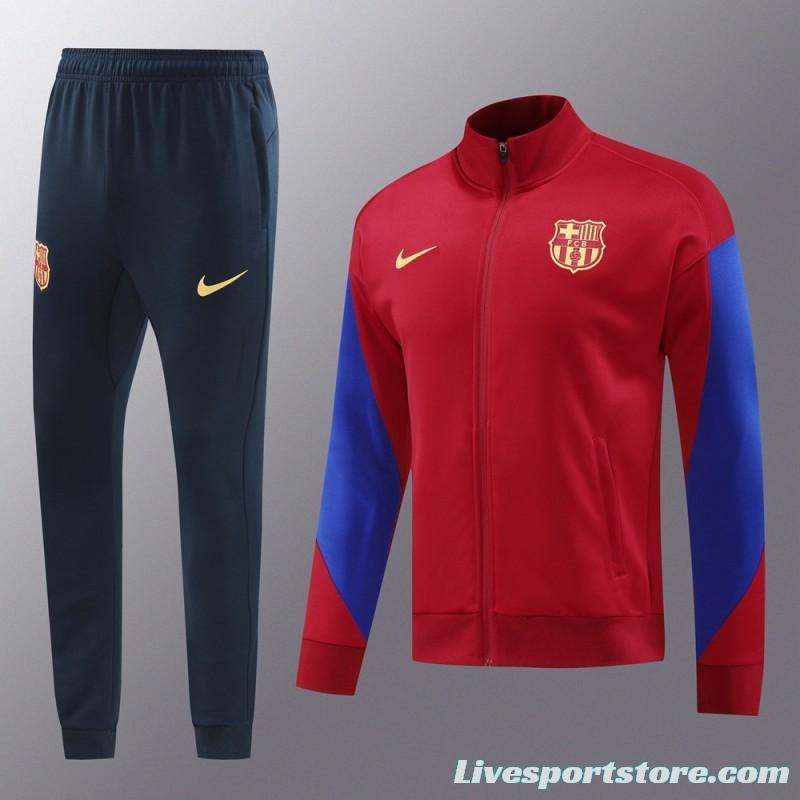 24/25 Barcelona Red Full Zipper Jacket +Long Pants