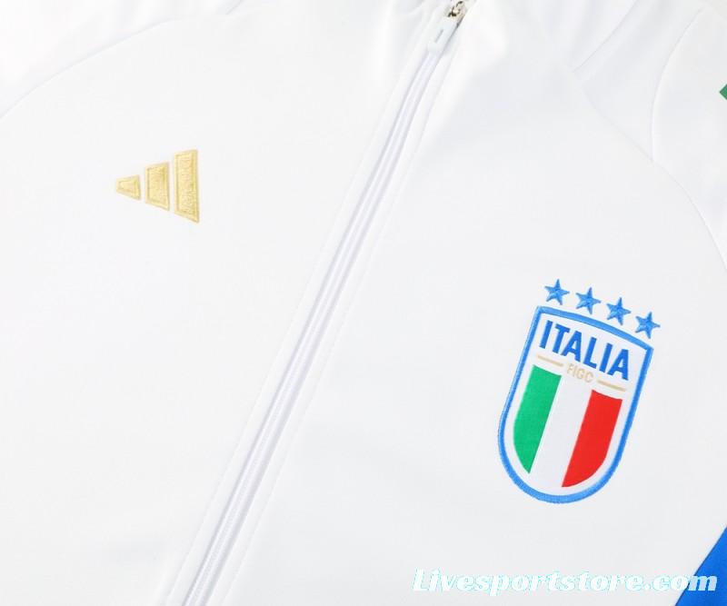 2024 Italy White Full Zipper Jacket +Long Pants