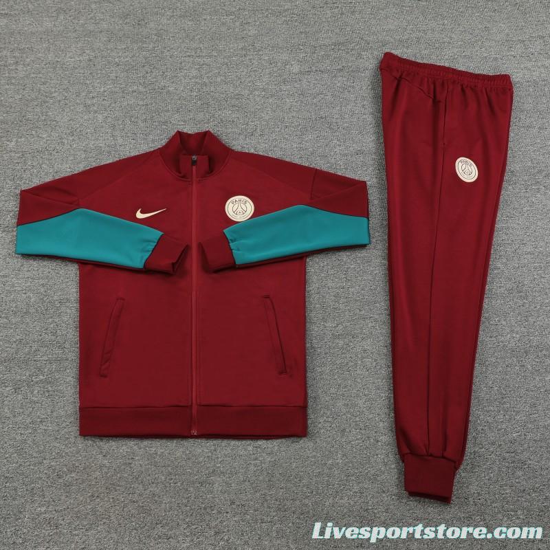 24/25 PSG Wine Full Zipper Jacket +Long Pants