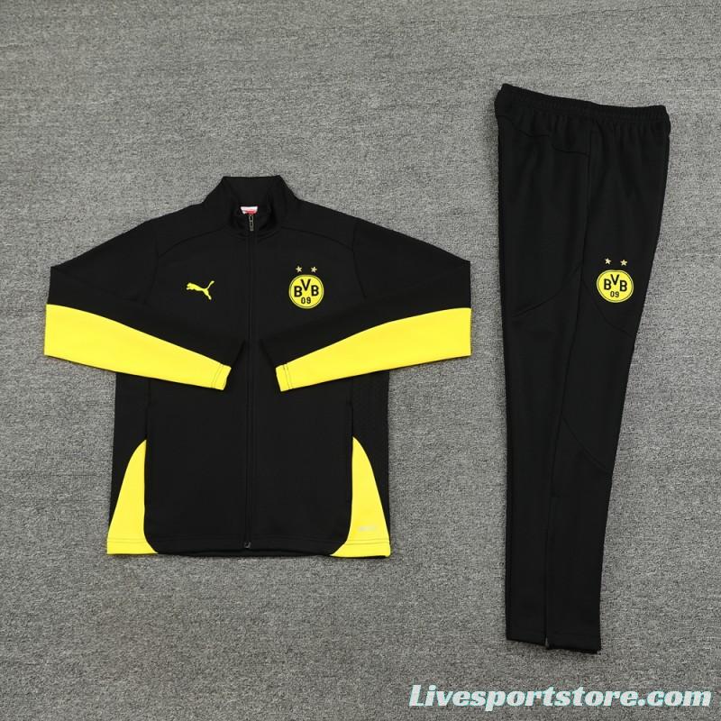 24/25 Borussia Dortmund Black/Yellow Full Zipper Jacket +Long Pants