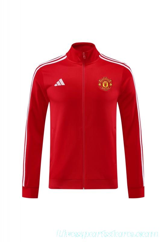 24/25 Manchester United Red Full Zipper Jacket +Long Pants