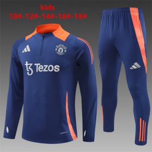 24/25 Kids Manchester United Navy Half Zipper Jacket+Long Pants