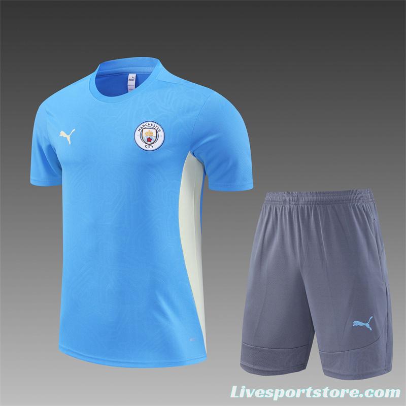 24/25 Manchester City Sky Blue Short Sleeve Jersey+Shorts