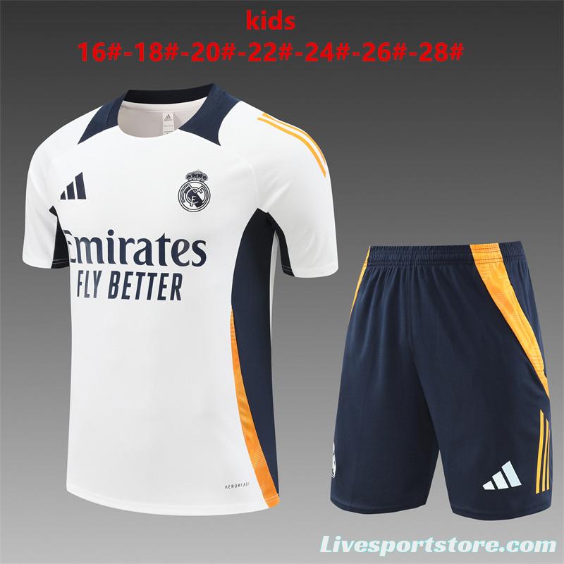 24/25 Kids Real Madrid White Short Sleeve Jersey+Shorts