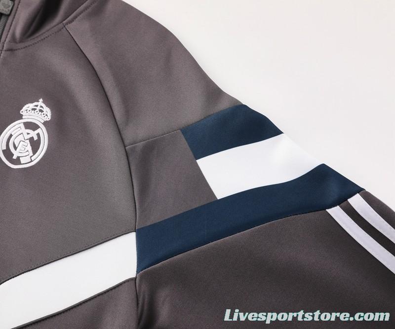 24/25 Real Madrid Grey Full Zipper Jacket +Long Pants