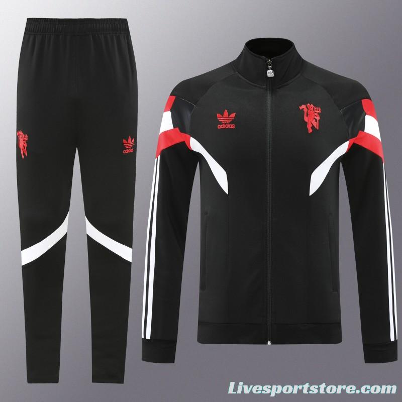 24/25 Manchester United Black Full Zipper Jacket +Long Pants