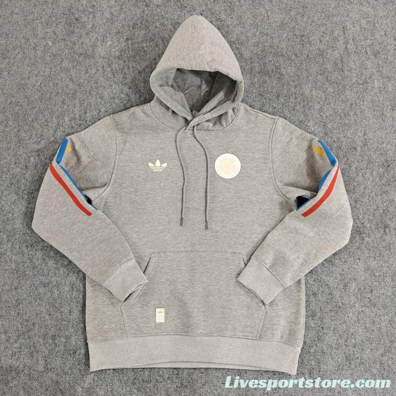 2024 Colombia 120th Black/Navy/Grey/Beige/White Hoodie With Golden Badge