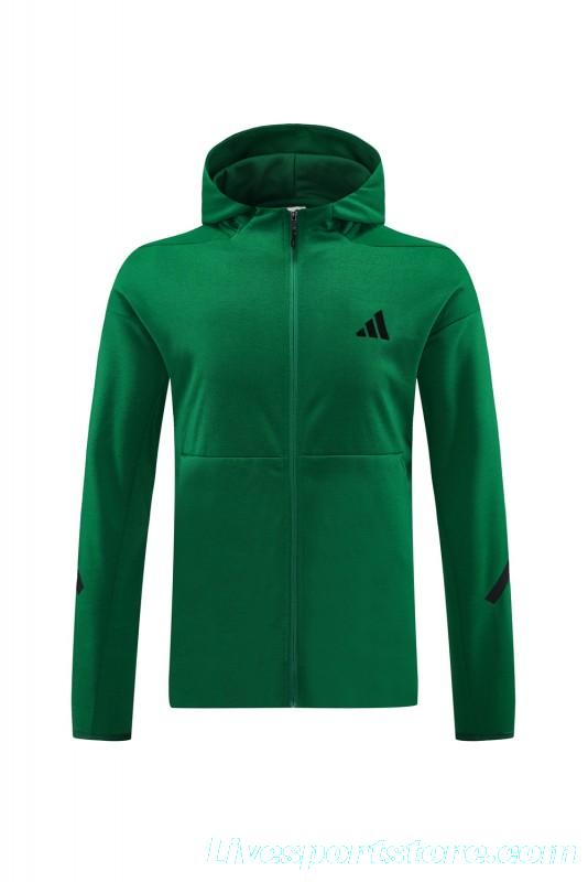 2024 Adidas Green Hoodie Full Zipper Jacket +Long Pants