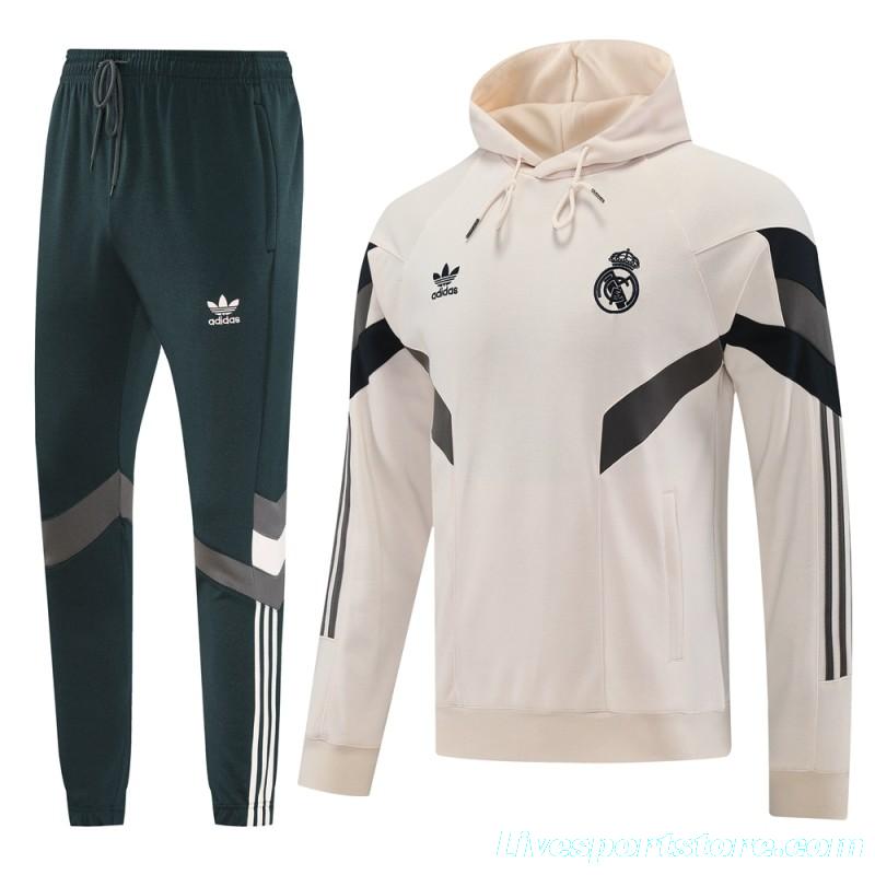 24/25 Real Madrid Light Yellow Hoodie Jacket +Long Pants