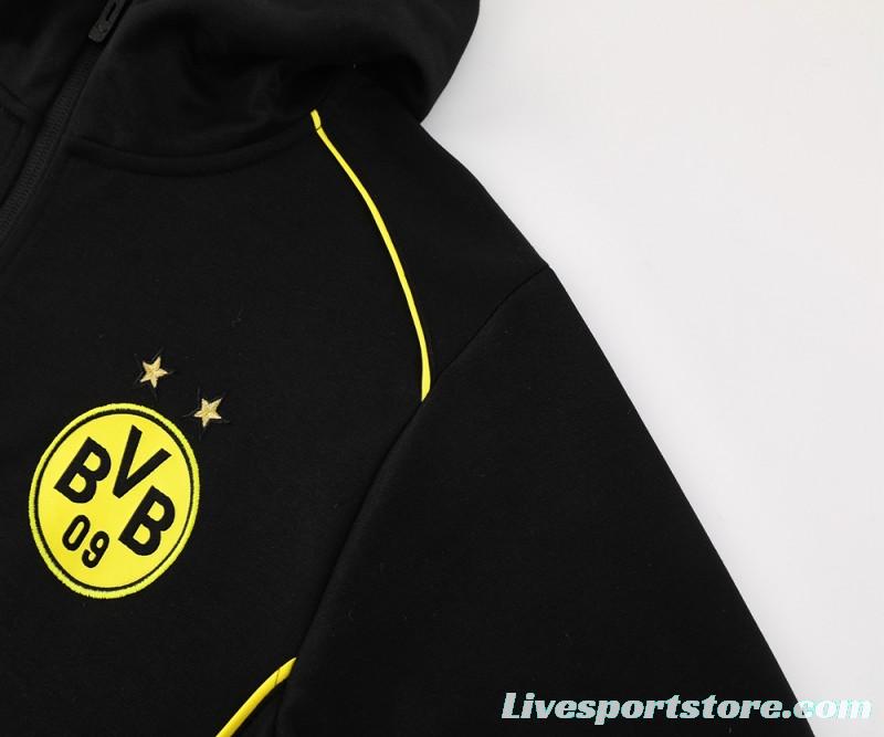 24/25 Borussia Dortmund Black Hoodie Full Zipper Jacket +Long Pants