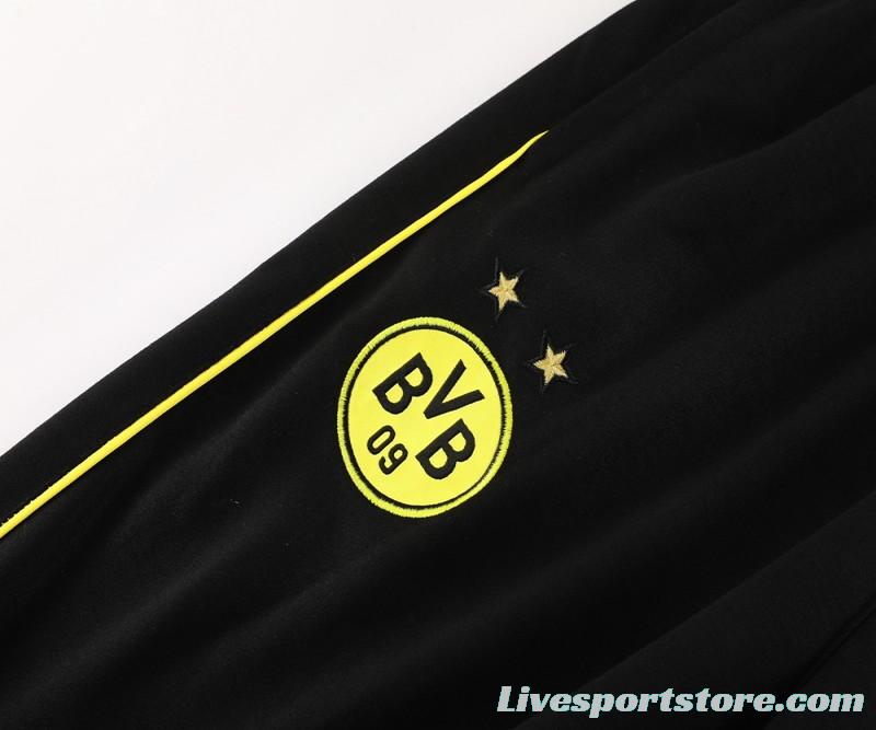 24/25 Borussia Dortmund Black Hoodie Full Zipper Jacket +Long Pants