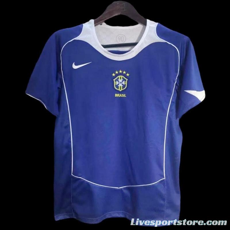 Retro 2004 Brazil Away Blue Jersey