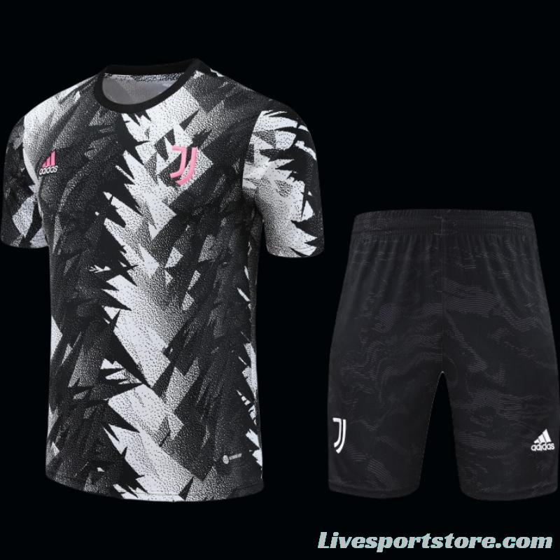 23-24 Juventus Black White Short Sleeve+Shorts