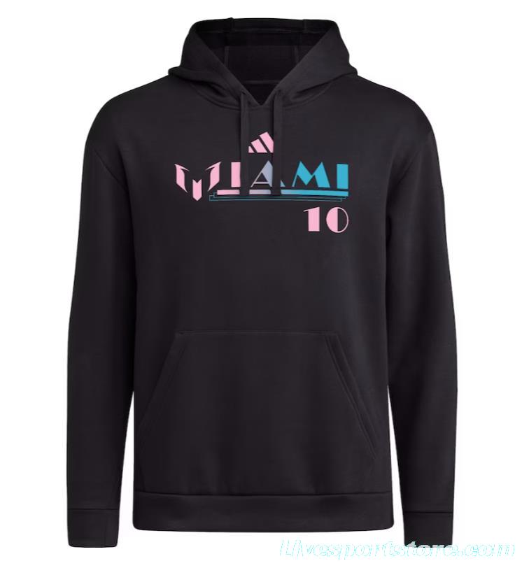 23/24 Inter Miami Messi x adidas Miami Fleece Pullover Hoodie - Black