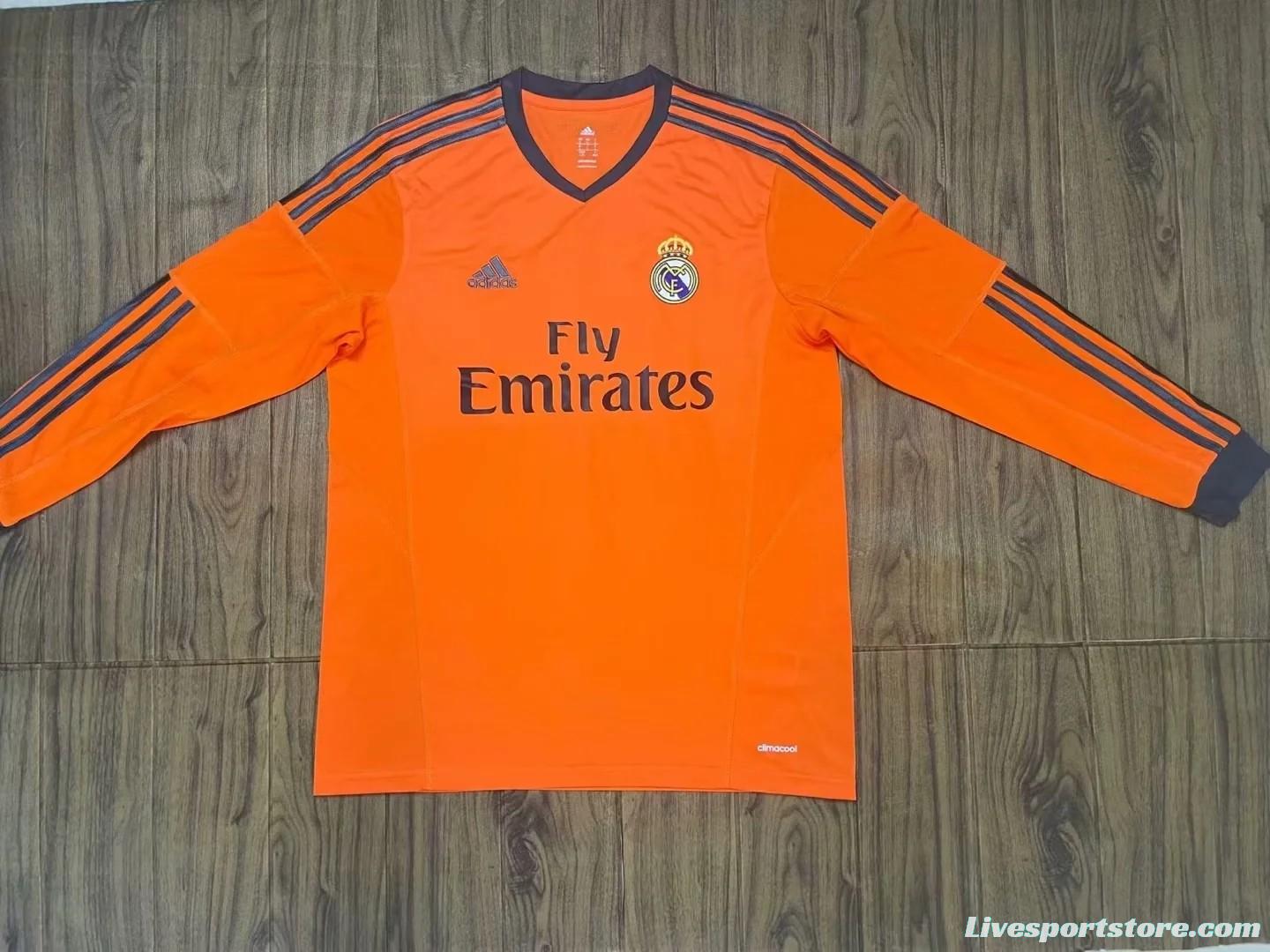 Retro 13/14 Real Madrid Third Orange Long Sleeve Jersey Worn By Ronaldo