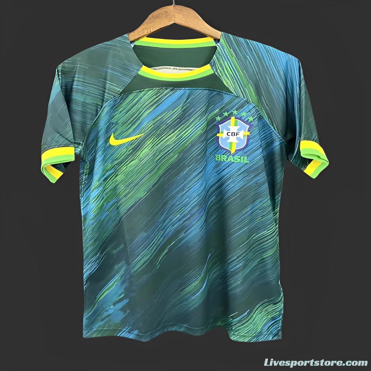 2023 Brazil Black Green Training Jersey