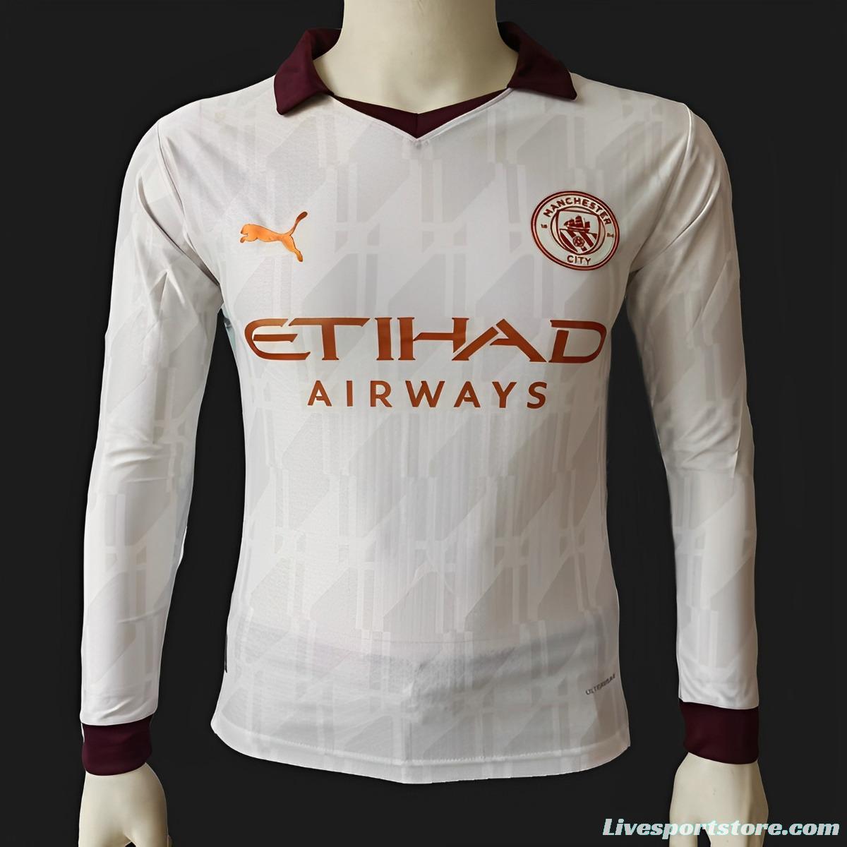 Player Version 23/24 Manchester City Away White Long Sleeve Jersey