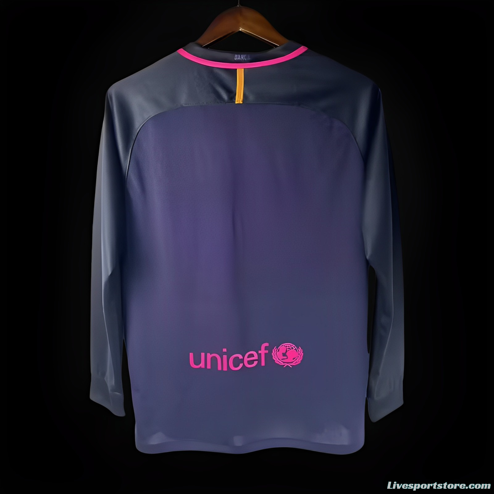 Retro 16-17 Barcelona Away Purple Long Sleeve Jersey