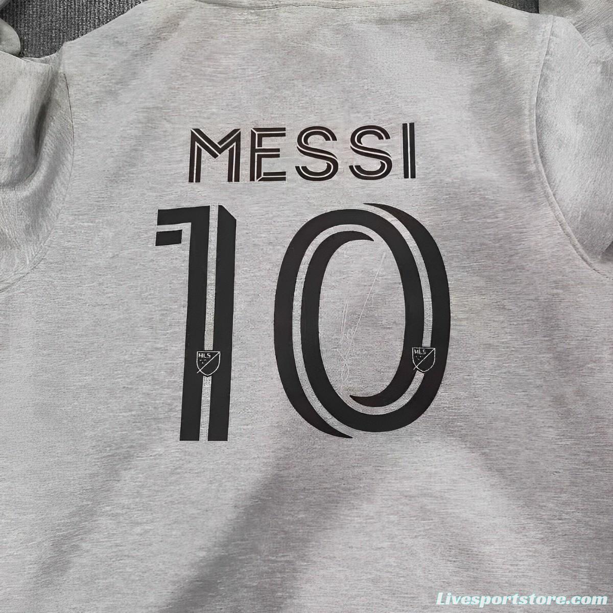 23/24 Inter Miami Grey Hoodie Jacket With Messi Signature