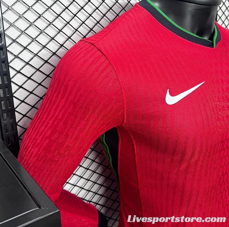 Player Version 2024 Portugal Home Long Sleeve Jersey