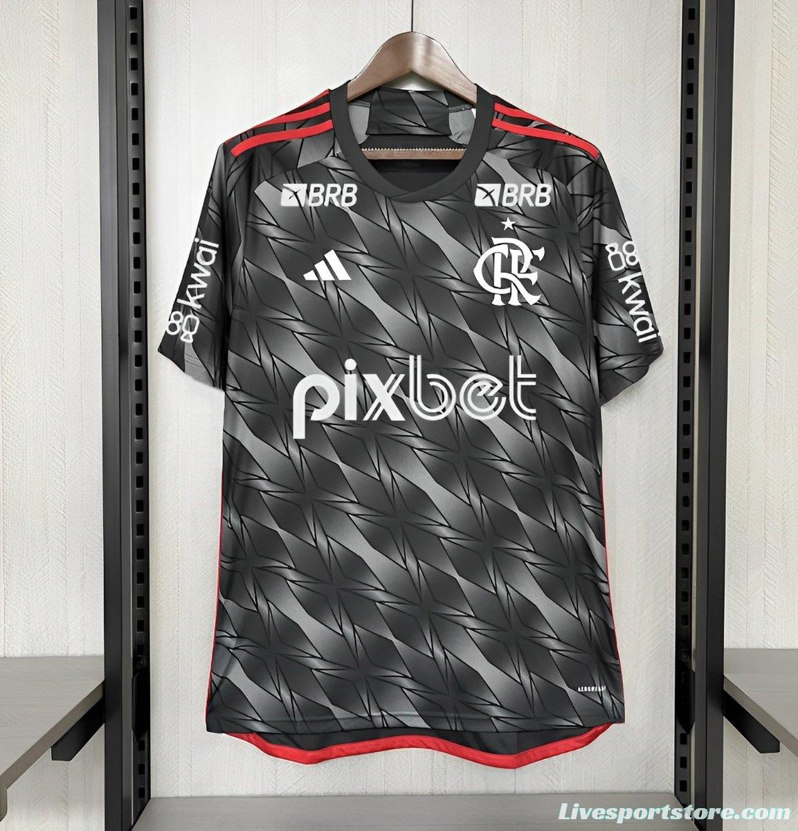 24/25 Flamengo Third Black Jersey With Full Sponsor