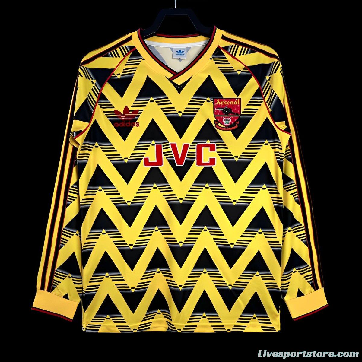 Retro 91/93 Arsenal Away Yellow Long Sleeve Jersey