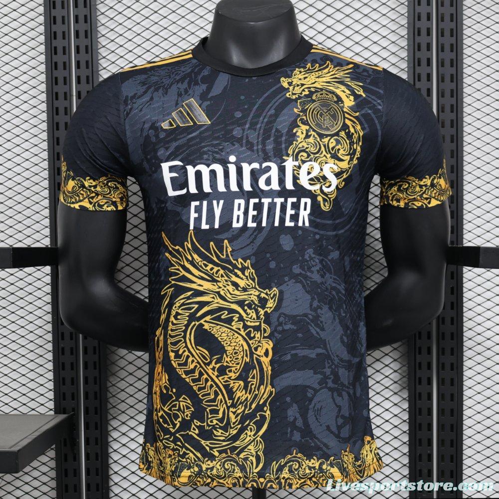 Player Version 24/25 Real Madrid Black Jersey With Golden Dragon